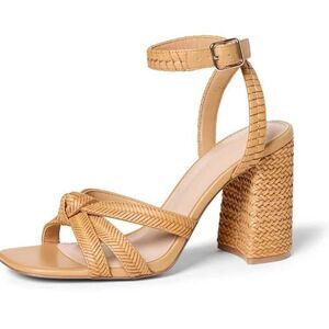 The Drop Women's Renalda Woven Chunky Heel Sandal Doe Tan Woven Size 11